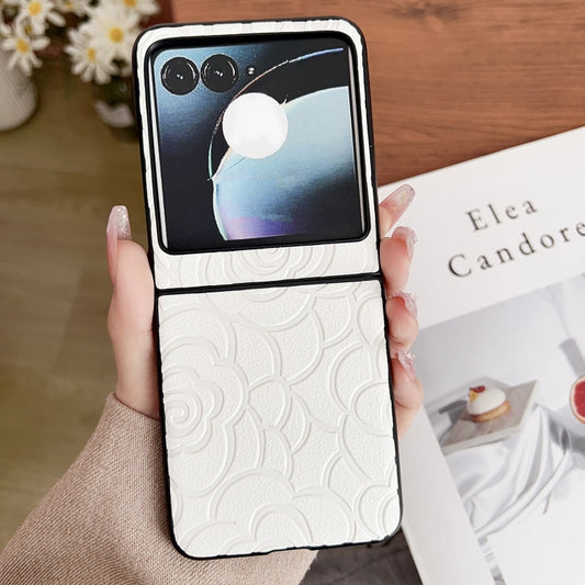 For Motorola Razr 50 Impression Flower Pattern Protective Phone Case(White) by buy2fix