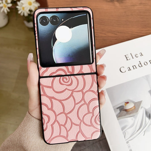 For Motorola Razr 50 Impression Flower Pattern Protective Phone Case(Pink) by buy2fix