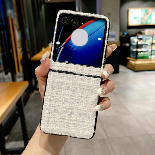 For Motorola Razr 50 Fabric Folding PC Phone Case(White) by buy2fix