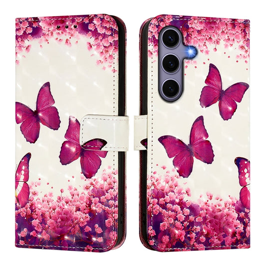 For Samsung Galaxy S25 5G 3D Painting Horizontal Flip Leather Phone Case(Rose Butterfly) by buy2fix