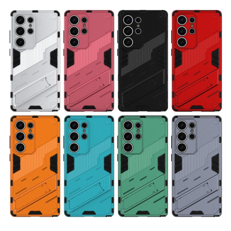 For Samsung Galaxy S25 Ultra 5G Punk Armor 2 in 1 PC + TPU Shockproof Phone Case with Invisible Holder(White) by buy2fix