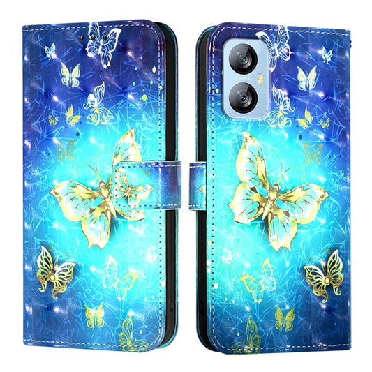 For Blackview A52 3D Painting Horizontal Flip Leather Phone Case(Golden Butterfly) by buy2fix