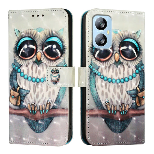 For Blackview A52 3D Painting Horizontal Flip Leather Phone Case(Grey Owl) by buy2fix