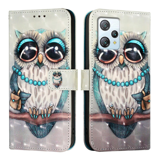 For Blackview A53 3D Painting Horizontal Flip Leather Phone Case(Grey Owl) by buy2fix