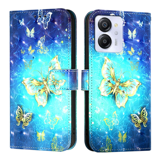 For Blackview Color 8 3D Painting Horizontal Flip Leather Phone Case(Golden Butterfly) by buy2fix