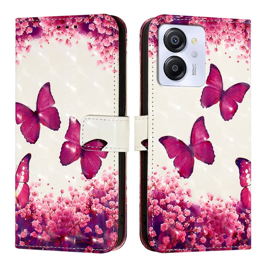 For Blackview Color 8 3D Painting Horizontal Flip Leather Phone Case(Rose Butterfly) by buy2fix