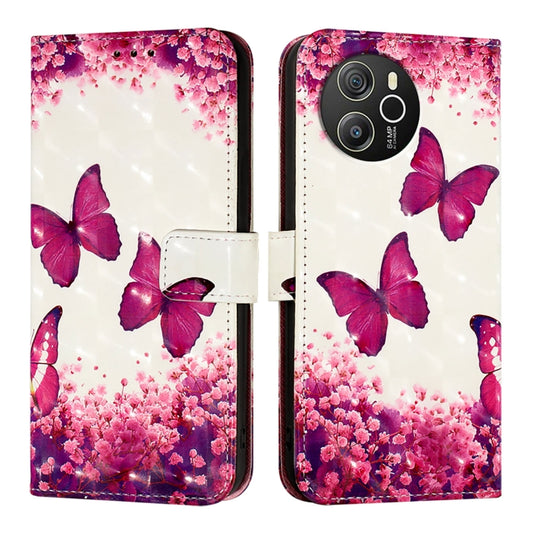 For Blackview Shark 8 3D Painting Horizontal Flip Leather Phone Case(Rose Butterfly) by buy2fix