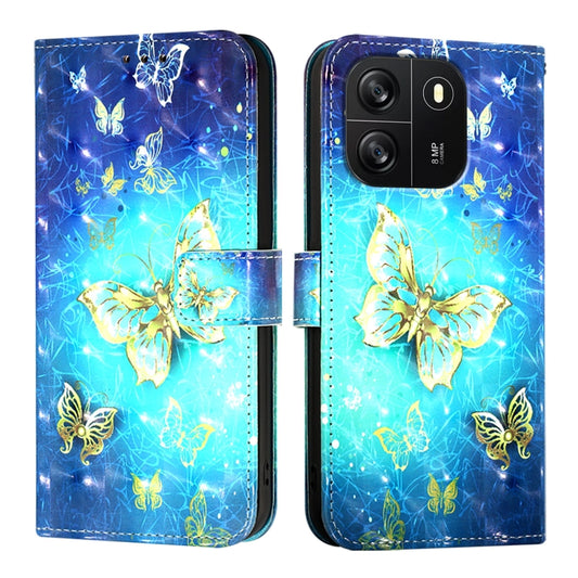 For Blackview Wave 6C 3D Painting Horizontal Flip Leather Phone Case(Golden Butterfly) by buy2fix