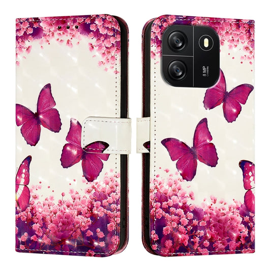 For Blackview Wave 6C 3D Painting Horizontal Flip Leather Phone Case(Rose Butterfly) by buy2fix