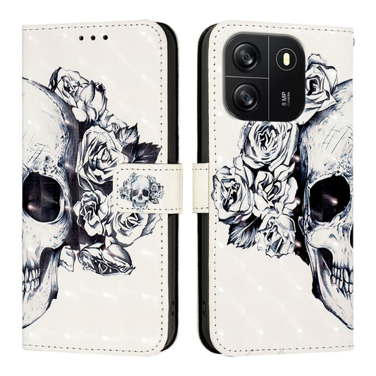 For Blackview Wave 6C 3D Painting Horizontal Flip Leather Phone Case(Skull) by buy2fix