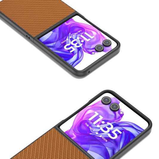 For Motorola Razr 50 Ultra Carbon Fiber Texture Protective Phone Case(Light Brown) by buy2fix