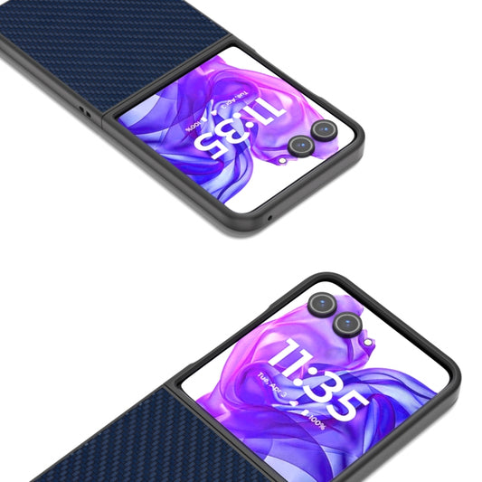 For Motorola Razr 50 Ultra Carbon Fiber Texture Protective Phone Case(Dark Blue) by buy2fix