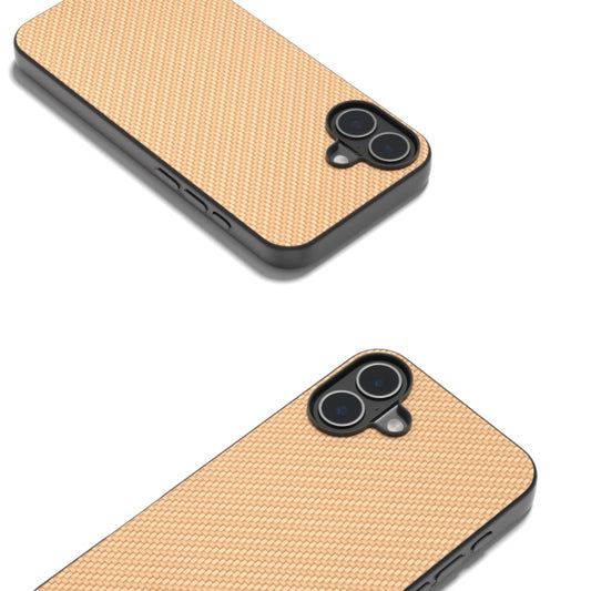 For iPhone 16 Plus Carbon Fiber Texture Protective Phone Case(Gold) by buy2fix