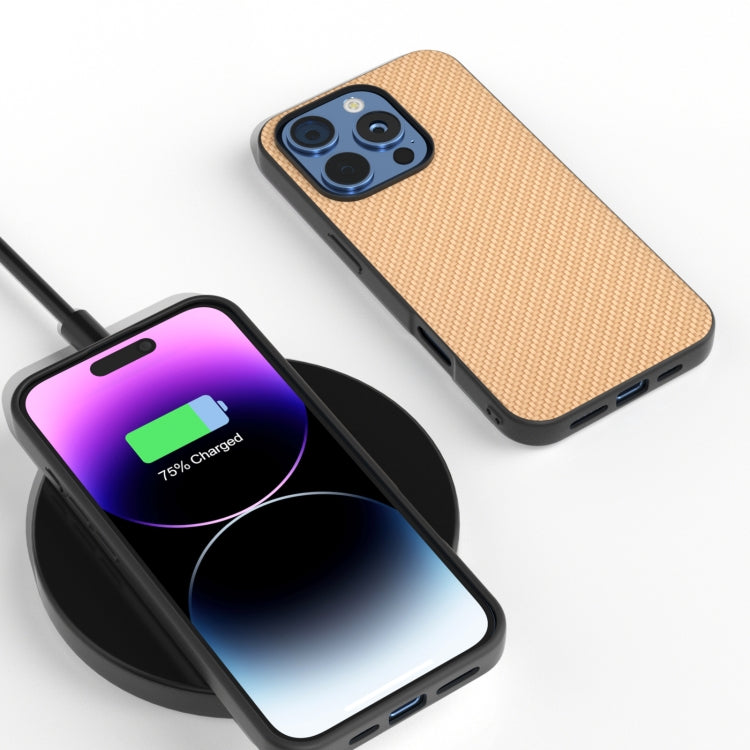 For iPhone 16 Pro Max Carbon Fiber Texture Protective Phone Case(Gold) by buy2fix