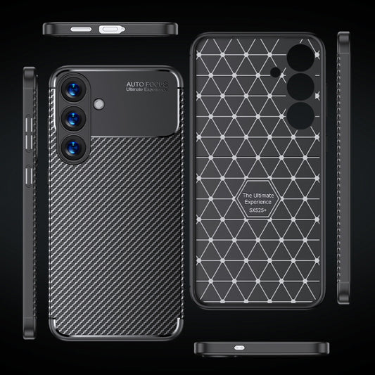 For Samsung Galaxy S25+ 5G Carbon Fiber Texture Shockproof TPU Phone Case(Black) by buy2fix