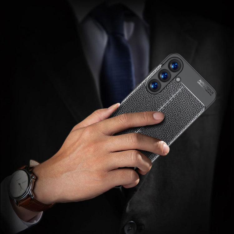 For Samsung Galaxy S25+ 5G Litchi Texture Shockproof TPU Phone Case(Black) by buy2fix