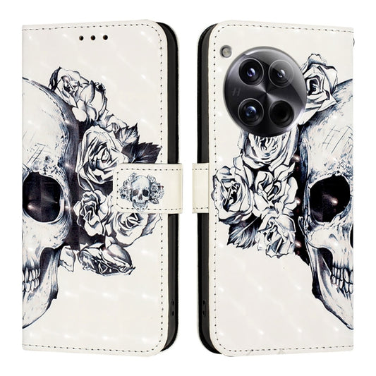For OnePlus 12 Global 3D Painting Horizontal Flip Leather Phone Case(Skull) by buy2fix