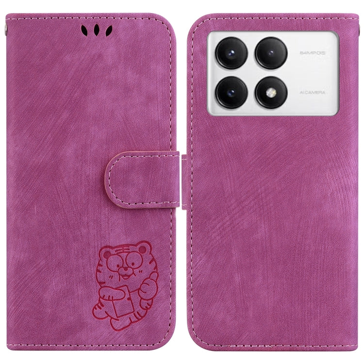 For Redmi K70 / K70 Pro Little Tiger Embossed Leather Phone Case(Rose Red) - Xiaomi Cases by buy2fix | Online Shopping UK | buy2fix