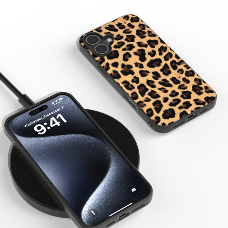 For iPhone 16 Plus Black Frame Leopard Phone Case(Leopard Print) by buy2fix