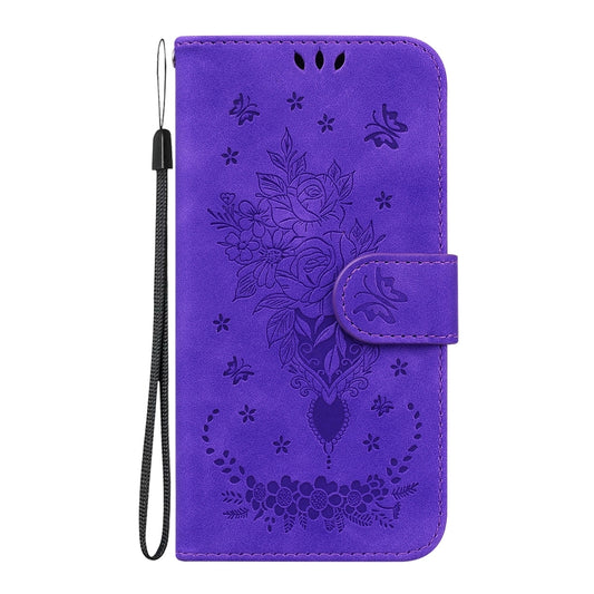 For Redmi K70 / K70 Pro Butterfly Rose Embossed Leather Phone Case(Purple) by buy2fix