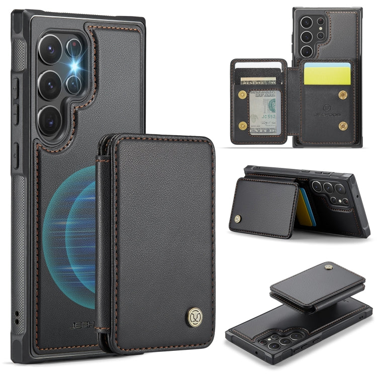 For Samsung Galaxy S22 Ultra 5G JEEHOOD J05 Business Magnetic Style RFID Leather Phone Case(Black) - Galaxy S22 Ultra 5G Cases by JEEHOOD | Online Shopping UK | buy2fix