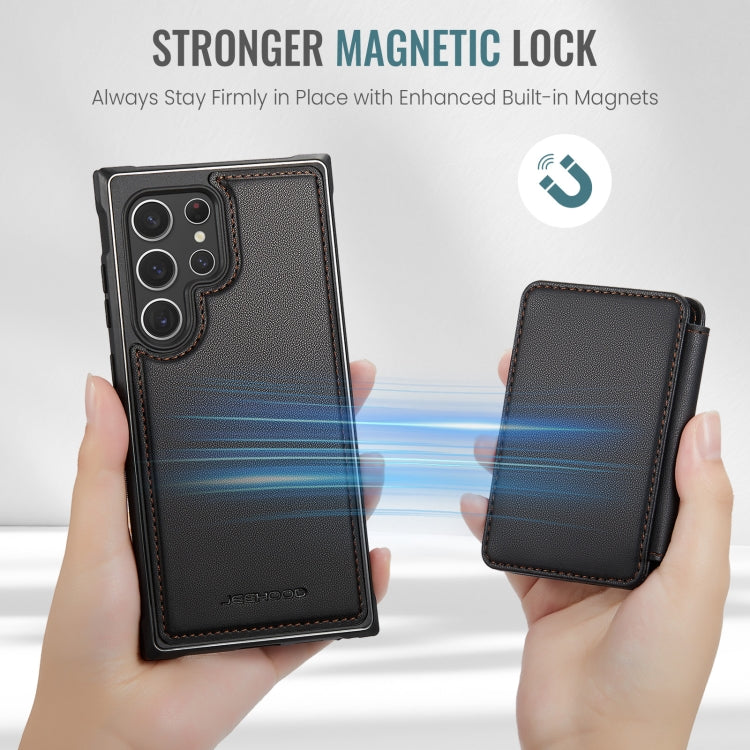 For Samsung Galaxy S22 Ultra 5G JEEHOOD J05 Business Magnetic Style RFID Leather Phone Case(Black) - Galaxy S22 Ultra 5G Cases by JEEHOOD | Online Shopping UK | buy2fix