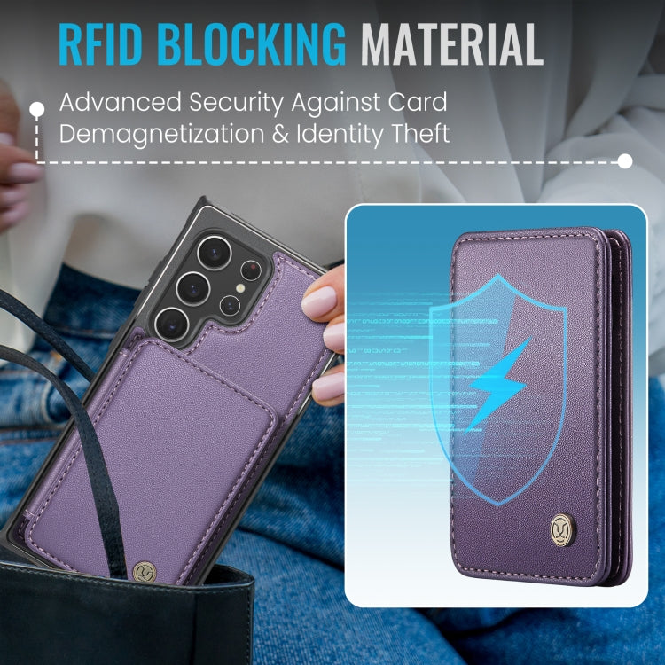 For Samsung Galaxy S22 Ultra 5G JEEHOOD J05 Business Magnetic Style RFID Leather Phone Case(Purple) - Galaxy S22 Ultra 5G Cases by JEEHOOD | Online Shopping UK | buy2fix