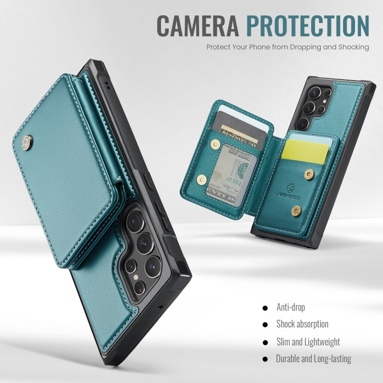 For Samsung Galaxy S22 Ultra 5G JEEHOOD J05 Business Magnetic Style RFID Leather Phone Case(Blue Green) - Galaxy S22 Ultra 5G Cases by JEEHOOD | Online Shopping UK | buy2fix