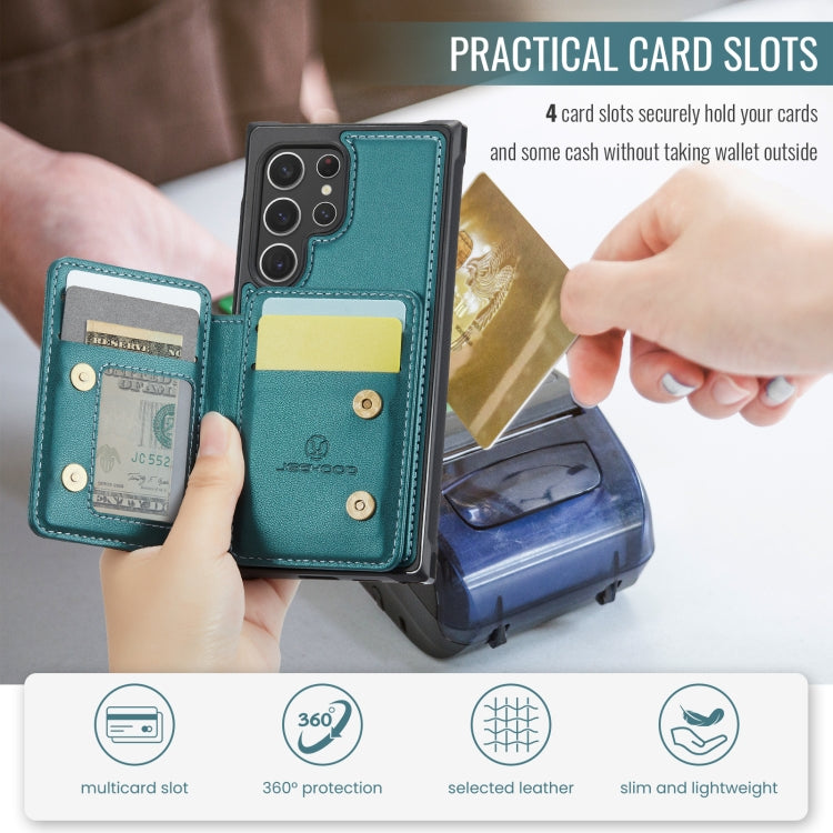 For Samsung Galaxy S22 Ultra 5G JEEHOOD J05 Business Magnetic Style RFID Leather Phone Case(Blue Green) - Galaxy S22 Ultra 5G Cases by JEEHOOD | Online Shopping UK | buy2fix