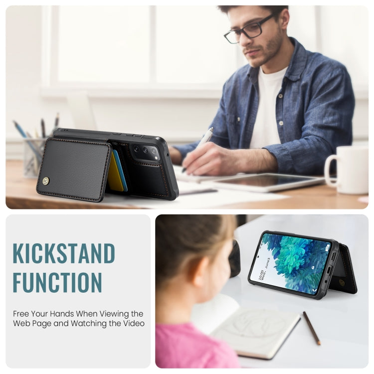 For Samsung Galaxy S20 FE JEEHOOD J05 Business Magnetic Style RFID Leather Phone Case(Black) - Galaxy S20 FE Cases by JEEHOOD | Online Shopping UK | buy2fix