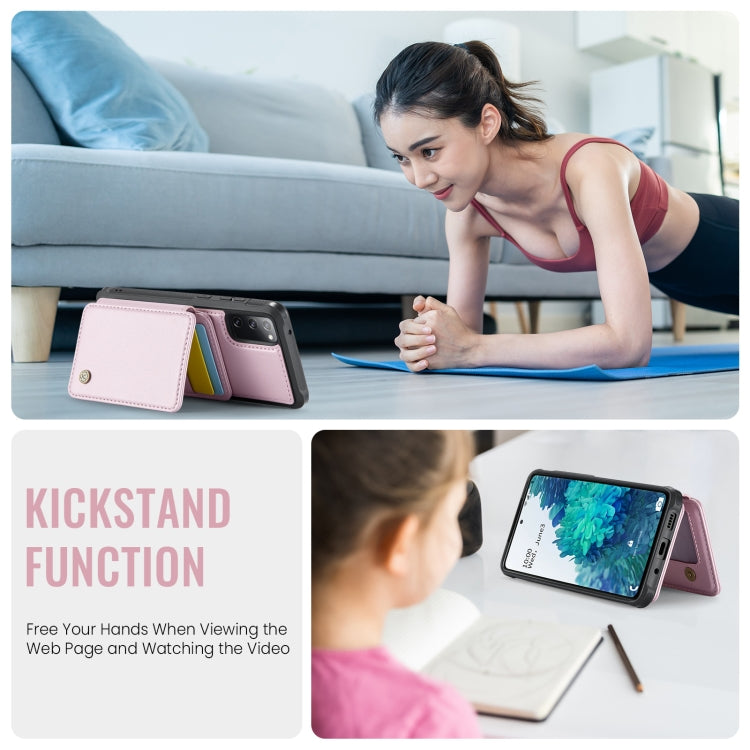 For Samsung Galaxy S20 FE JEEHOOD J05 Business Magnetic Style RFID Leather Phone Case(Pink) - Galaxy S20 FE Cases by JEEHOOD | Online Shopping UK | buy2fix