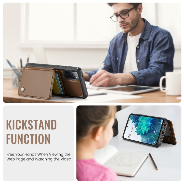 For Samsung Galaxy S20 FE JEEHOOD J05 Business Magnetic Style RFID Leather Phone Case(Brown) - Galaxy S20 FE Cases by JEEHOOD | Online Shopping UK | buy2fix