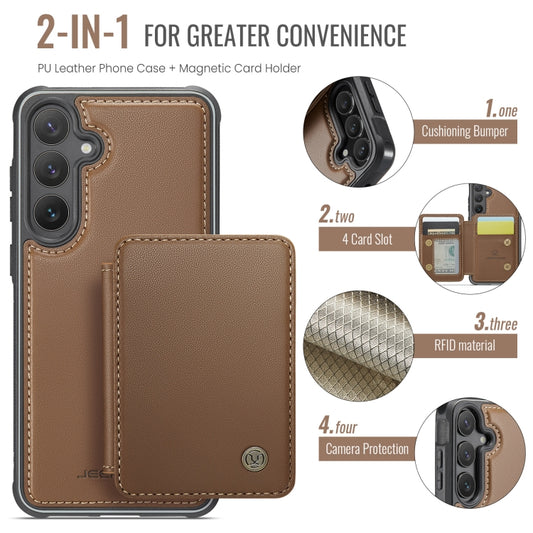 For Samsung Galaxy S23 FE 5G JEEHOOD J05 Business Magnetic Style RFID Leather Phone Case(Brown) - Galaxy S23 FE 5G Cases by JEEHOOD | Online Shopping UK | buy2fix