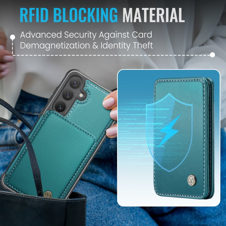For Samsung Galaxy S24 FE 5G JEEHOOD J05 Business Magnetic Style RFID Leather Phone Case(Blue Green) - Galaxy S24 FE 5G Cases by JEEHOOD | Online Shopping UK | buy2fix