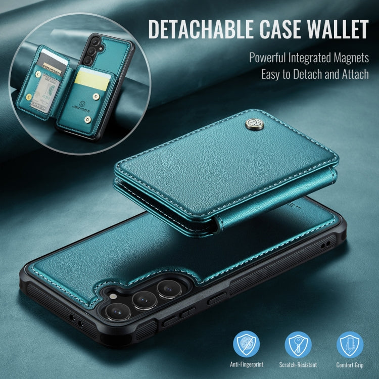 For Samsung Galaxy S24 FE 5G JEEHOOD J05 Business Magnetic Style RFID Leather Phone Case(Blue Green) - Galaxy S24 FE 5G Cases by JEEHOOD | Online Shopping UK | buy2fix