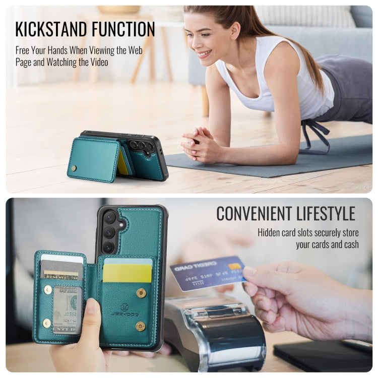 For Samsung Galaxy S24 FE 5G JEEHOOD J05 Business Magnetic Style RFID Leather Phone Case(Blue Green) - Galaxy S24 FE 5G Cases by JEEHOOD | Online Shopping UK | buy2fix