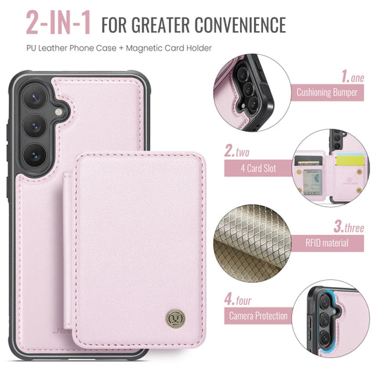 For Samsung Galaxy S24 FE 5G JEEHOOD J05 Business Magnetic Style RFID Leather Phone Case(Pink) - Galaxy S24 FE 5G Cases by JEEHOOD | Online Shopping UK | buy2fix
