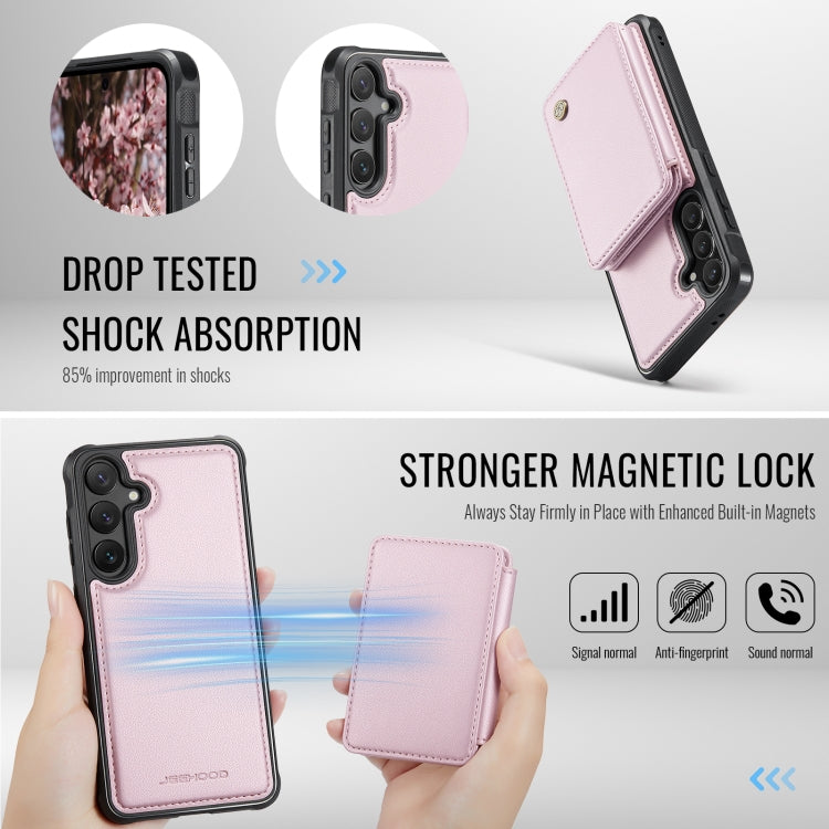 For Samsung Galaxy S24 FE 5G JEEHOOD J05 Business Magnetic Style RFID Leather Phone Case(Pink) - Galaxy S24 FE 5G Cases by JEEHOOD | Online Shopping UK | buy2fix