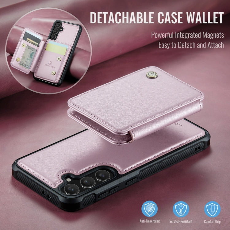 For Samsung Galaxy S24 FE 5G JEEHOOD J05 Business Magnetic Style RFID Leather Phone Case(Pink) - Galaxy S24 FE 5G Cases by JEEHOOD | Online Shopping UK | buy2fix