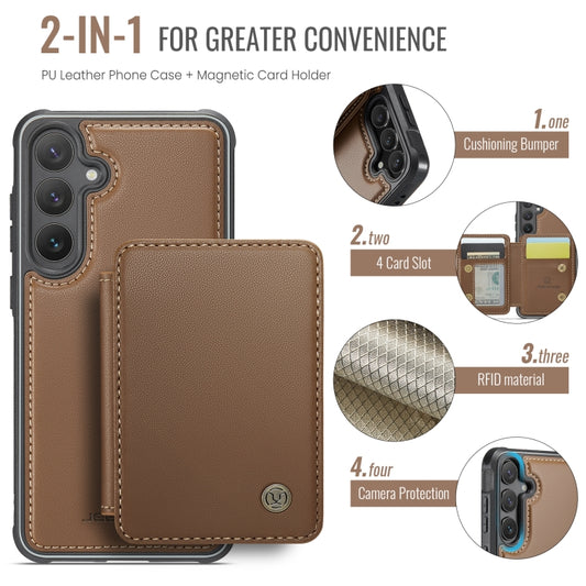 For Samsung Galaxy S24 FE 5G JEEHOOD J05 Business Magnetic Style RFID Leather Phone Case(Brown) - Galaxy S24 FE 5G Cases by JEEHOOD | Online Shopping UK | buy2fix