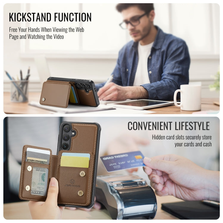 For Samsung Galaxy S24 FE 5G JEEHOOD J05 Business Magnetic Style RFID Leather Phone Case(Brown) - Galaxy S24 FE 5G Cases by JEEHOOD | Online Shopping UK | buy2fix