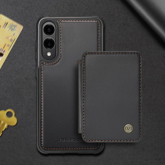 For Samsung Galaxy S25 Edge 5G JEEHOOD J05 Business Magnetic Style RFID Leather Phone Case(Black) - Galaxy S25 Edge 5G Cases by JEEHOOD | Online Shopping UK | buy2fix