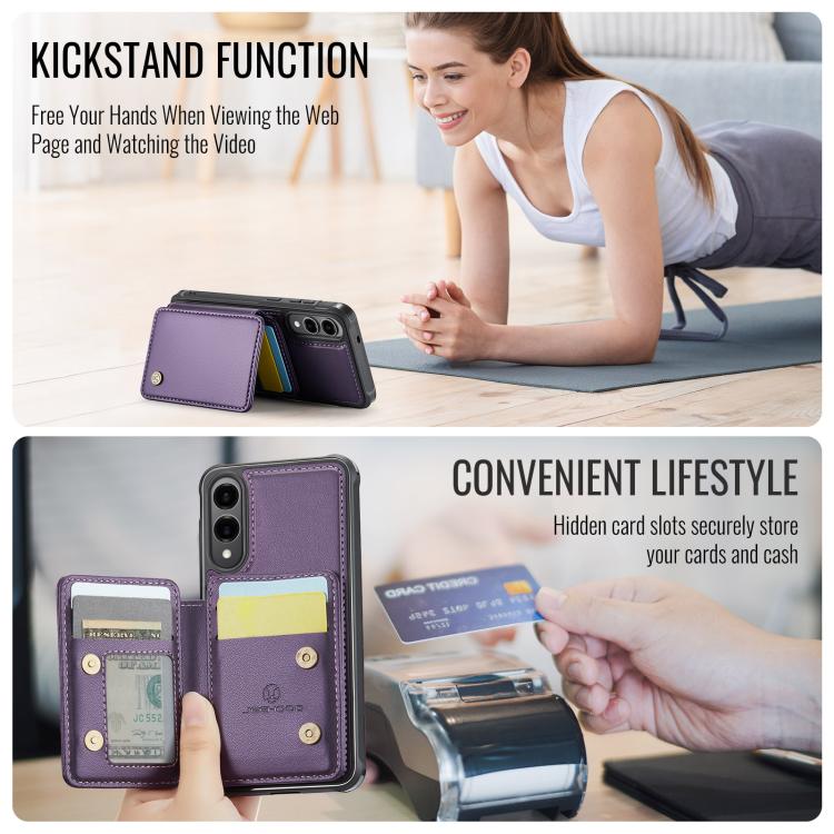 For Samsung Galaxy S25 Edge 5G JEEHOOD J05 Business Magnetic Style RFID Leather Phone Case(Purple) - Galaxy S25 Edge 5G Cases by JEEHOOD | Online Shopping UK | buy2fix