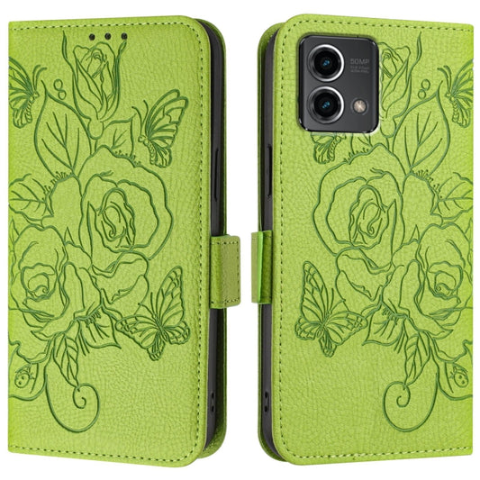 For Motorola Moto G Stylus 5G 2024 Embossed Rose RFID Anti-theft Leather Phone Case(Green) by buy2fix