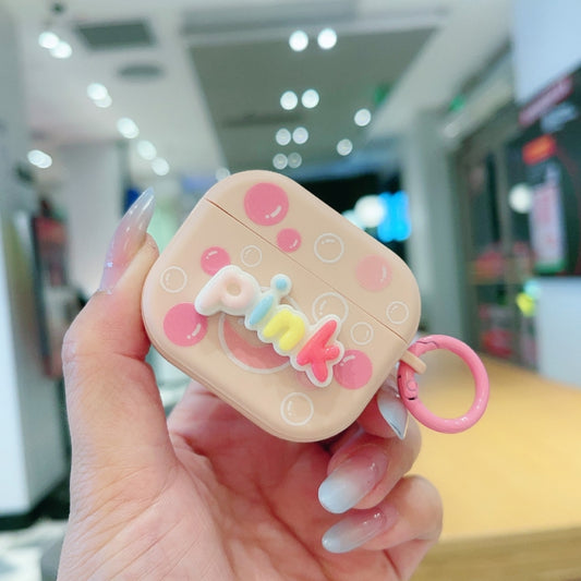 For AirPods 3 Fresh 3D Text Skin Feel Earbuds Box PC Case(Pink) by buy2fix