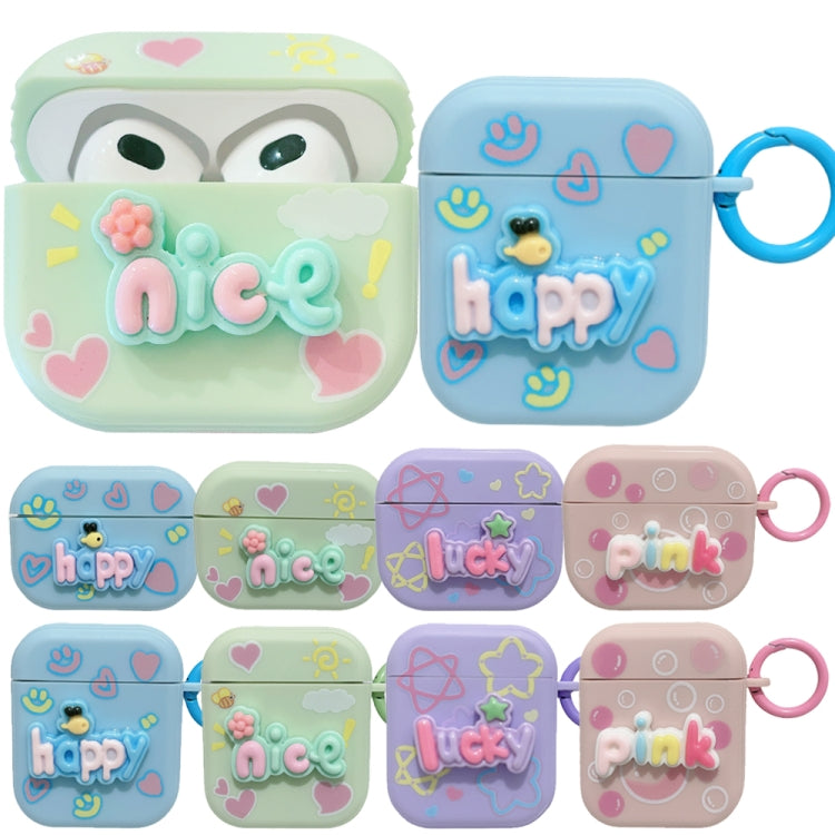 For AirPods Pro Fresh 3D Text Skin Feel Earbuds Box PC Case(Green) by buy2fix