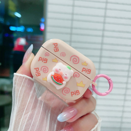 For AirPods Pro 2 Fresh 3D Piglet Pattern Earbuds Box PC Case by buy2fix