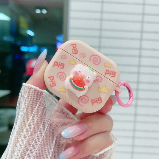 For AirPods 3 Fresh 3D Piglet Pattern Earbuds Box PC Case by buy2fix