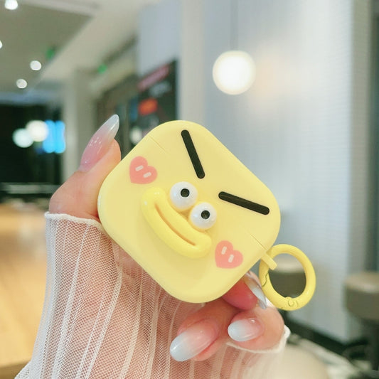 For AirPods 3 Fresh 3D Emoticon Pattern Skin Feel Earbuds Box PC Case(Yellow) by buy2fix
