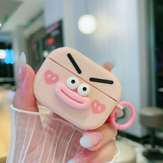 For AirPods Pro Fresh 3D Emoticon Pattern Skin Feel Earbuds Box PC Case(Pink) by buy2fix